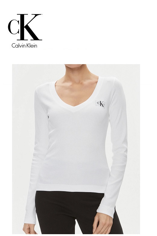 Calvin Klein Jeans női hosszú ujjú felső - fehér Calvin Klein Jeans női hosszú ujjú felső - fehér