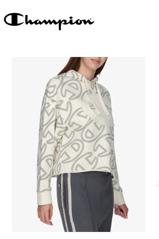 Champion női kapucnis pulóver - fehér mintás Raw logo Champion női kapucnis pulóver - fehér mintás Raw logo