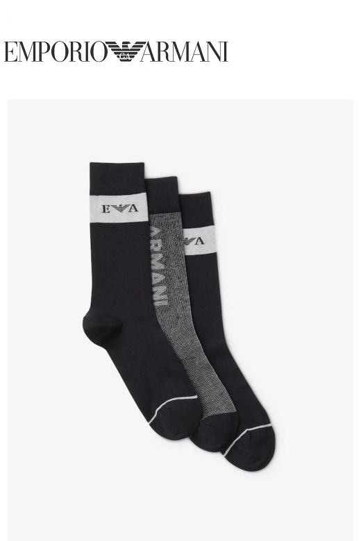 Emporio Armani férfi zokni - fekete 3 db-os szett Emporio Armani férfi zokni - fekete 3 db-os szett