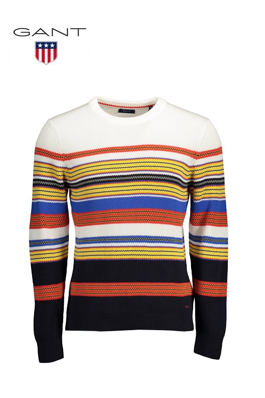 Gant férfi kötött pulóver - csíkos pamut Gant férfi kötött pulóver - csíkos pamut