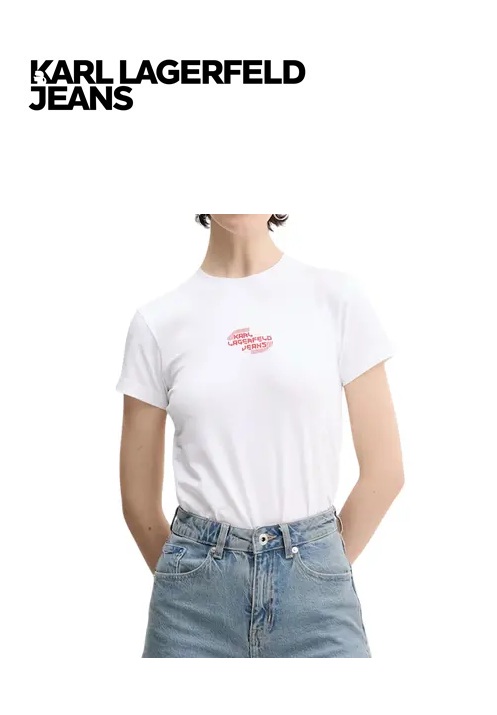 Karl Lagerfeld Női Slim Fit Póló - Fehér Karl Lagerfeld Női Slim Fit Póló - Fehér