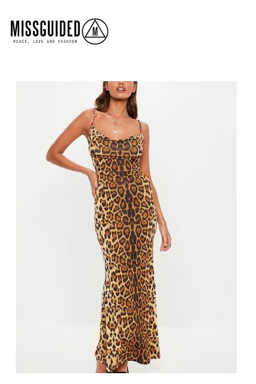 Missguided női ruha Tall Slinky leopard cowl neck maxi dress Missguided női ruha Tall Slinky leopard cowl neck maxi dress