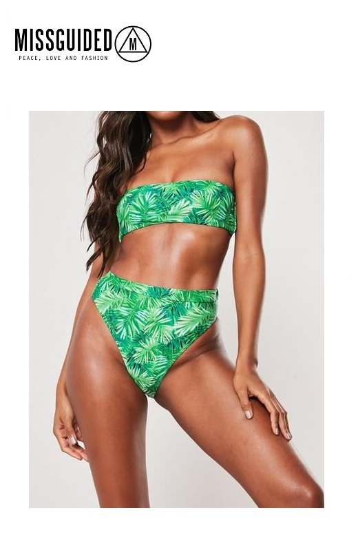 Missguided női bikini alsó Zöld Palm printed high leg waist Missguided női bikini alsó Zöld Palm printed high leg waist