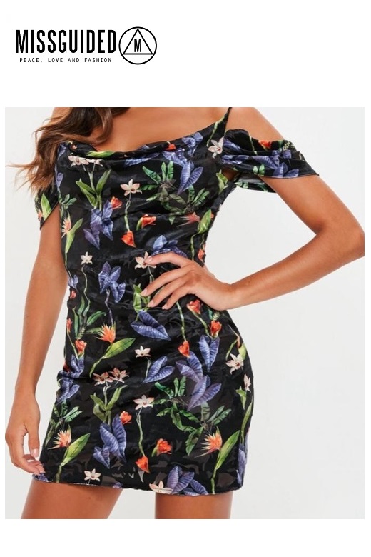 Missguided női Ruha Velvet cold shoulder mini dress Missguided női Ruha Velvet cold shoulder mini dress