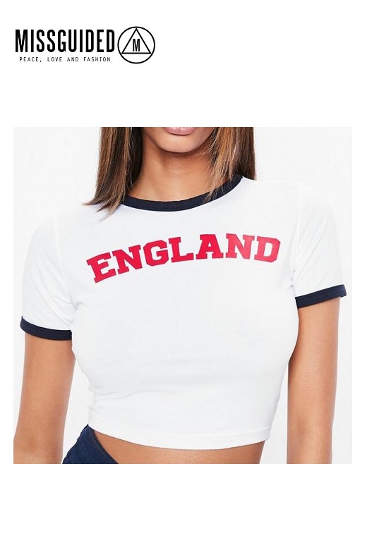 Missguided női póló Feliratos England crop fitted tshirt