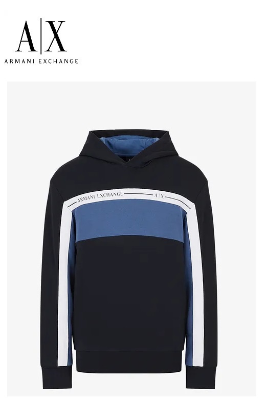 Armani exchange férfi kapucnis pulóver - sötétkék