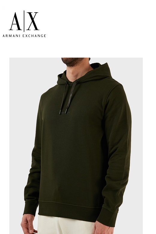 Armani Exchange férfi kapucnis pulóver - Khaki