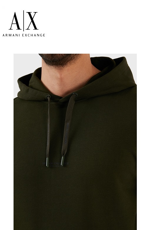Armani Exchange férfi kapucnis pulóver - Khaki
