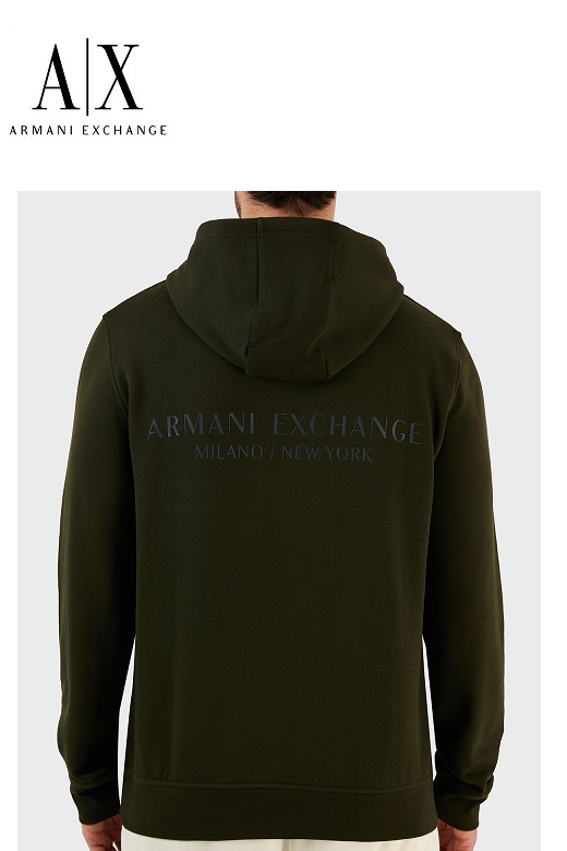 Armani Exchange férfi kapucnis pulóver - Khaki
