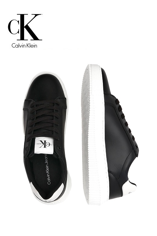 Calvin Klein női utcai cipő - fekete Bőr Chunky Cupsole