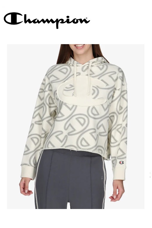 Champion női kapucnis pulóver - fehér mintás Raw logo