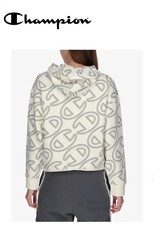 Champion női kapucnis pulóver - fehér mintás Raw logo