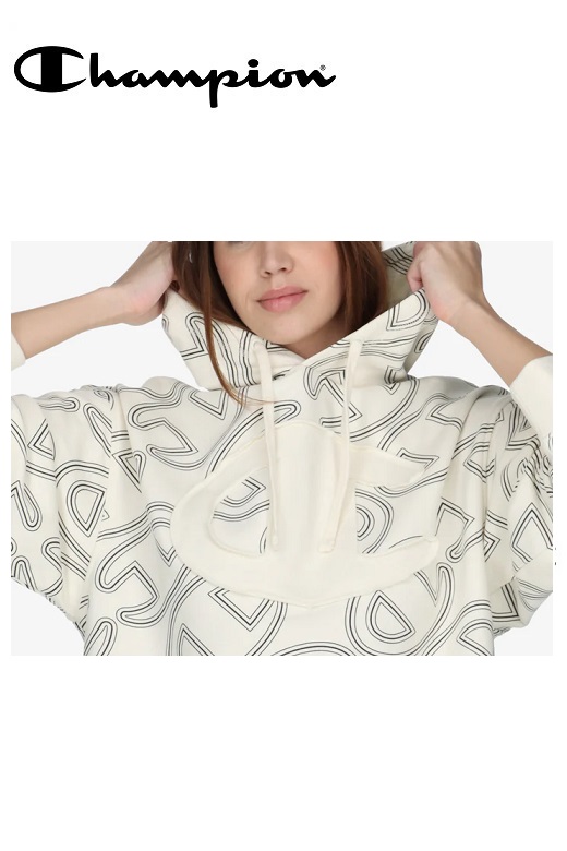 Champion női kapucnis pulóver - fehér mintás Raw logo