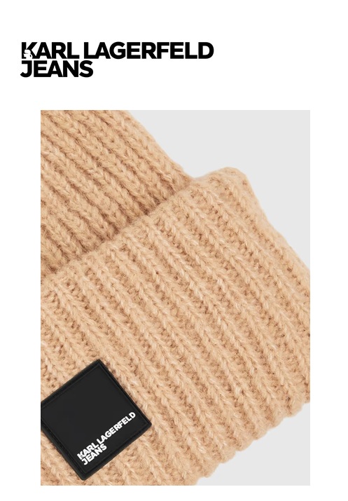 Karl Lagerfeld Jeans Box Logo Kötött Női Téli Sapka - Irish Cream Bézs