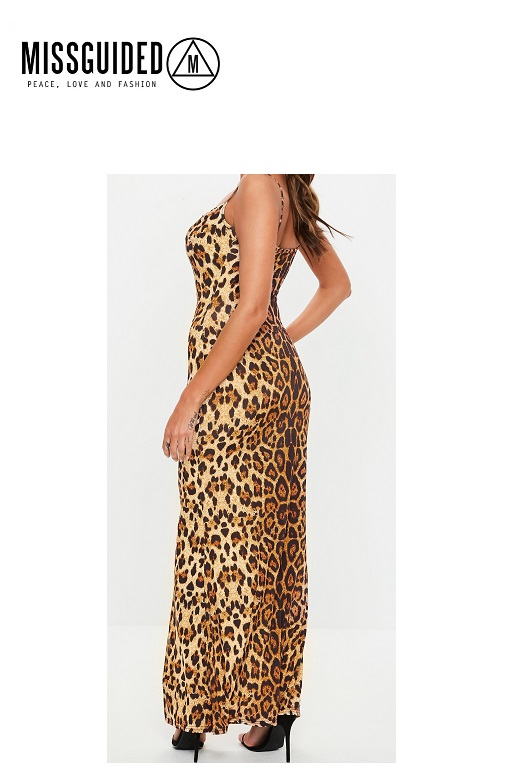 Missguided női ruha Tall Slinky leopard cowl neck maxi dress