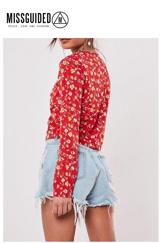 Missguided női blúz ditsy floral print buckle blouse