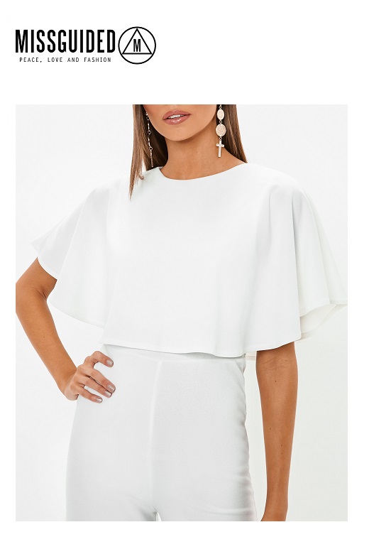 Missguided női egyberészes ruha cape wide leg jumpsuit
