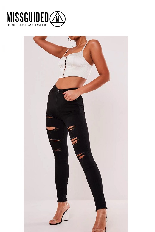 Missguided női farmernadrág Sinner high waisted etreme rip skinny