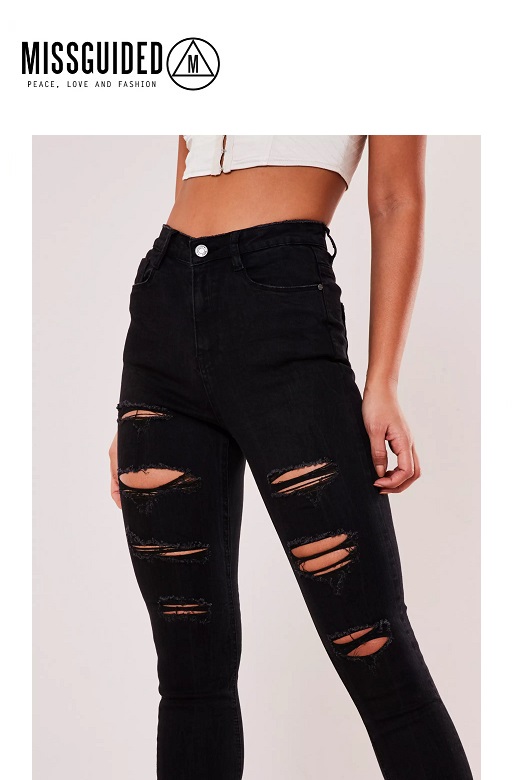 Missguided női farmernadrág Sinner high waisted etreme rip skinny