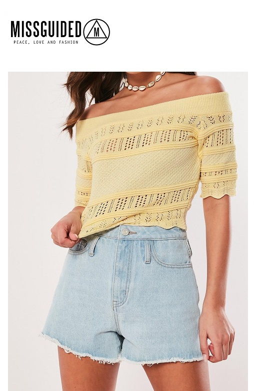 Missguided női kötött felső Pointelle bardot crop top