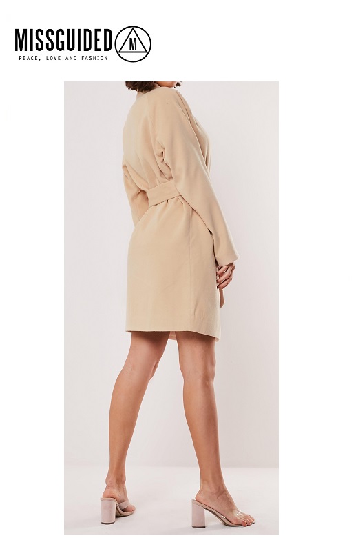 Missguided női kabát Funnel neck belted coat