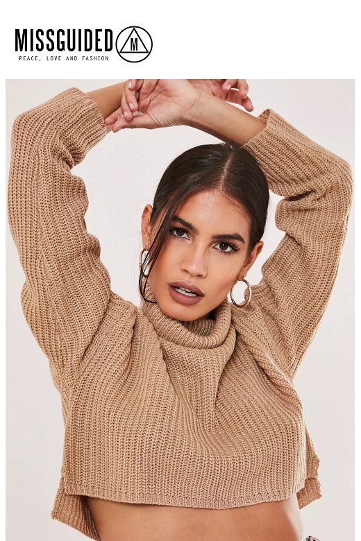 Missguided női kötött felső Petiteroll neck crop jumper