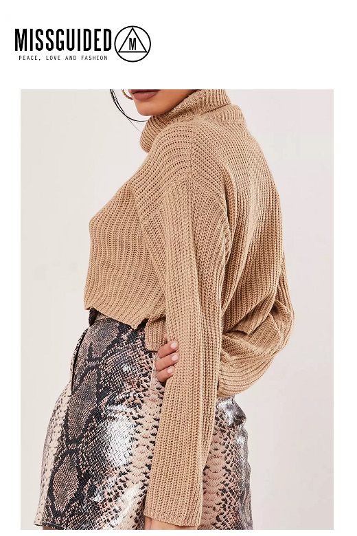 Missguided női kötött felső Petiteroll neck crop jumper