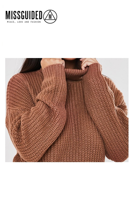 Missguided női kötött felső Petiteroll neck crop jumper