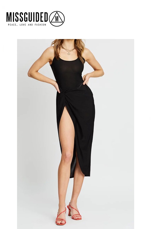 Missguided női koktélruha Slinky cami twist bodycon 