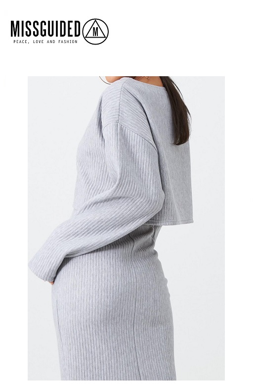 Missguided női bordázott pulóver Oversized crop jumper