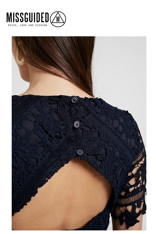 Missguided női ruha Crochet open back midi