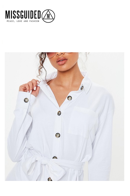 Missguided női ruha Jersey tie waist utility shirt dress