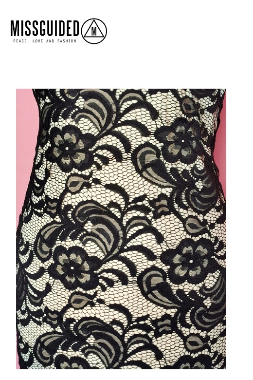 Missguided női ruha kivágott nyak Square neck lace bodycon dress