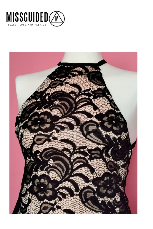 Missguided női ruha kivágott nyak Square neck lace bodycon dress