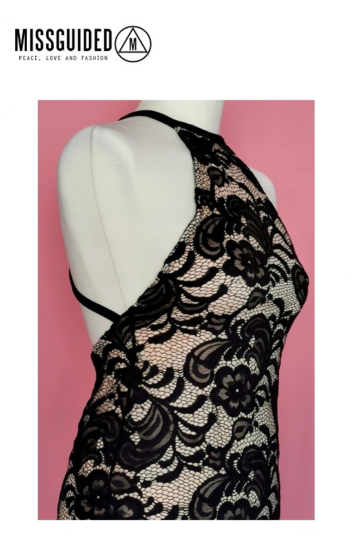 Missguided női ruha kivágott nyak Square neck lace bodycon dress