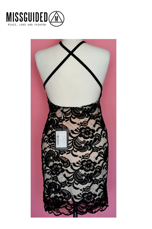 Missguided női ruha kivágott nyak Square neck lace bodycon dress