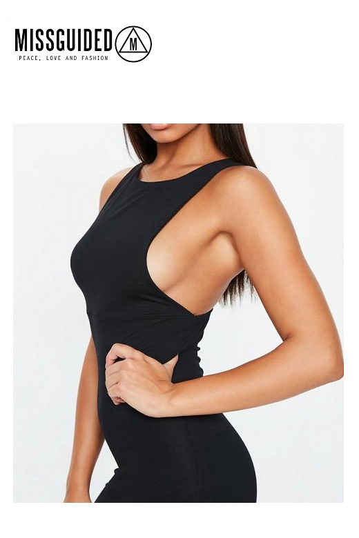 Missguided női koktélruha Jersey round neck cross bodycon