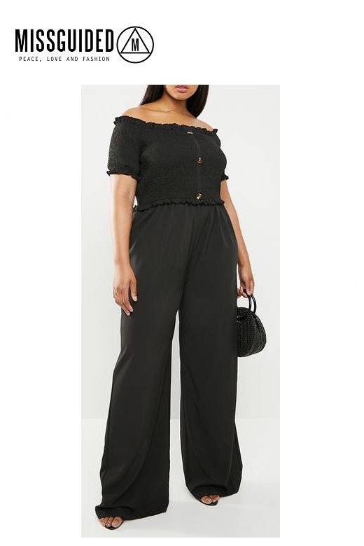 Missguided női ruha Curve Bardot shirred jumpsuit