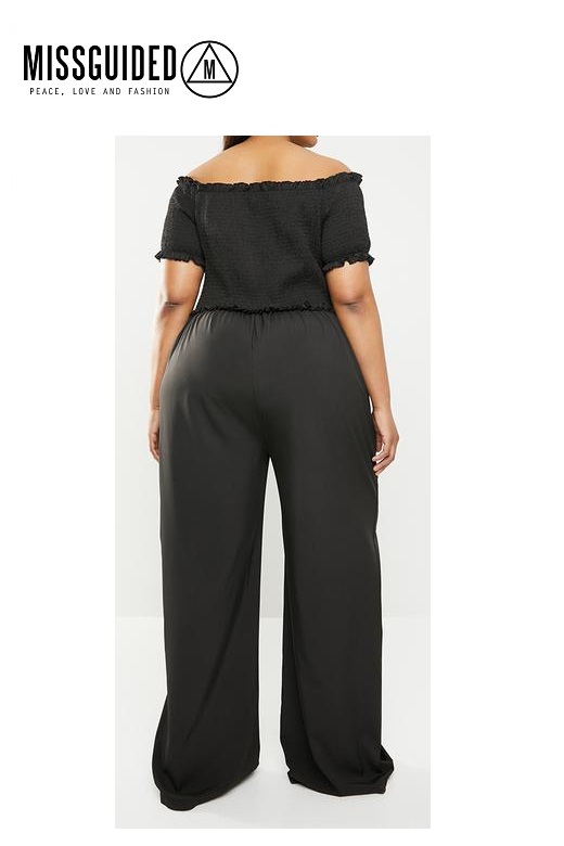 Missguided női ruha Curve Bardot shirred jumpsuit