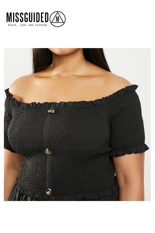 Missguided női ruha Curve Bardot shirred jumpsuit