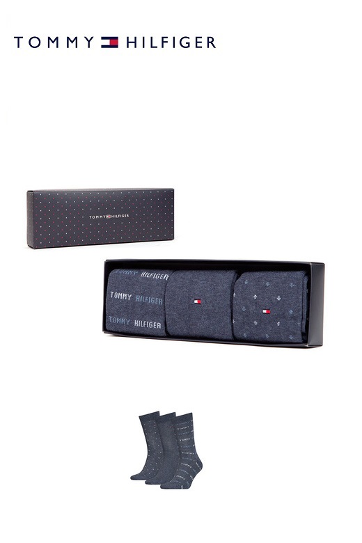 Tommy Hilfiger férfi zokni - kék 3 db-os szett 