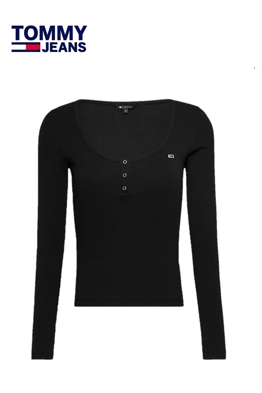 Tommy Jeans női hosszú ujjú felső - fekete 