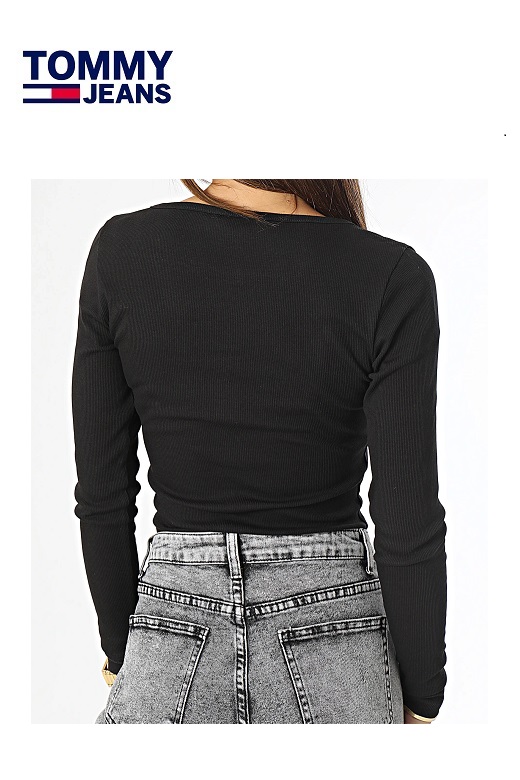 Tommy Jeans női hosszú ujjú felső - fekete 