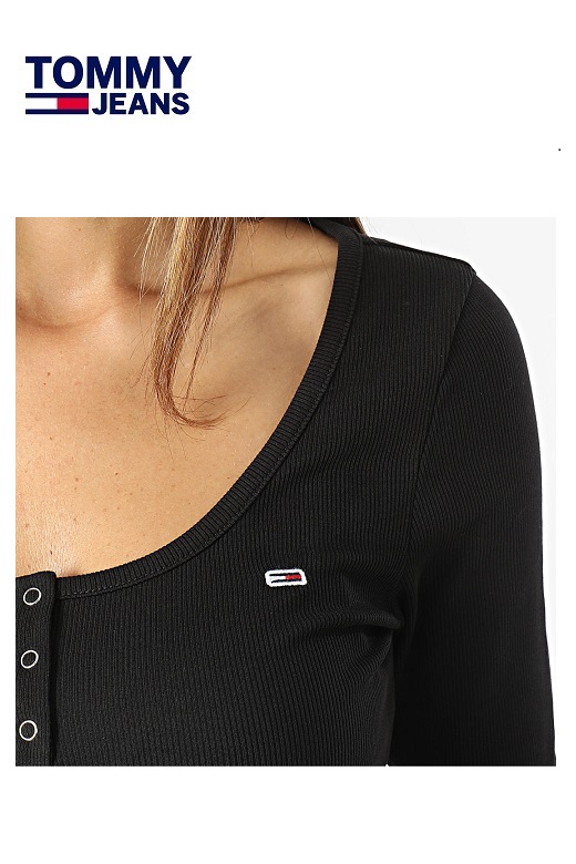 Tommy Jeans női hosszú ujjú felső - fekete 