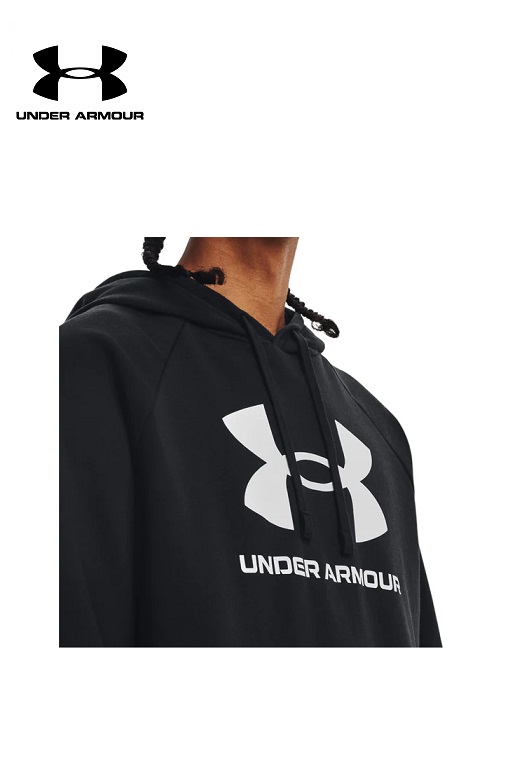 Under Armour férfi pulóver kapucnis fekete Rival Fleece logo HD 1379758