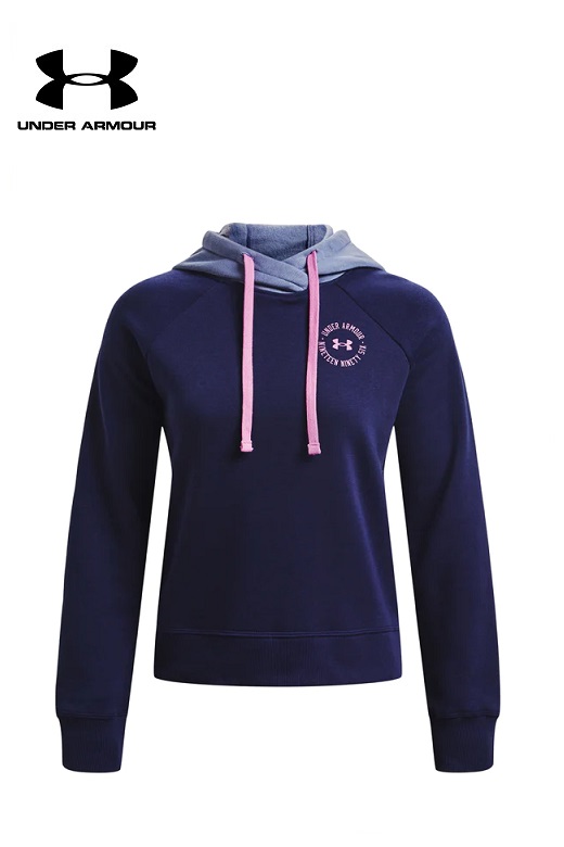 Under Armour női pulóver kapucnis sötétkék Rival fleece CB hoodie 1373031-410