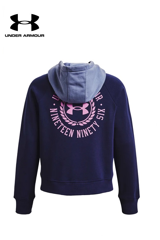 Under Armour női pulóver kapucnis sötétkék Rival fleece CB hoodie 1373031-410